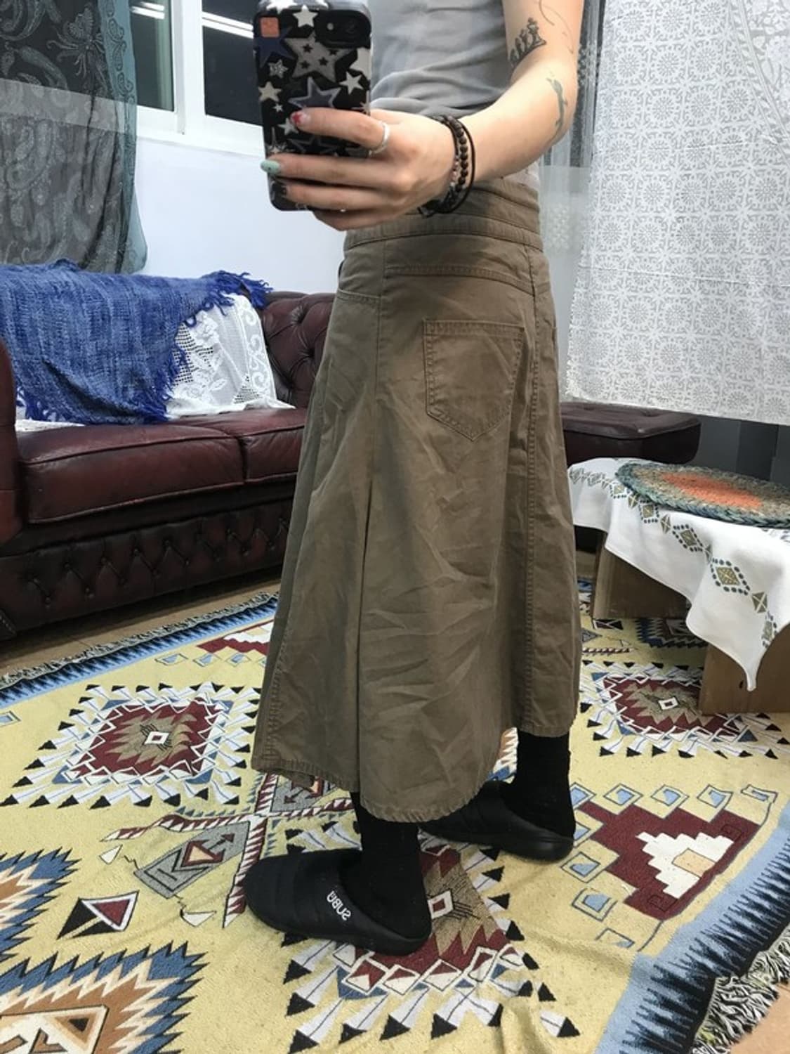 제페니즈 빈티지 여성 3버튼 디테일 미디스커트 상품이미지2