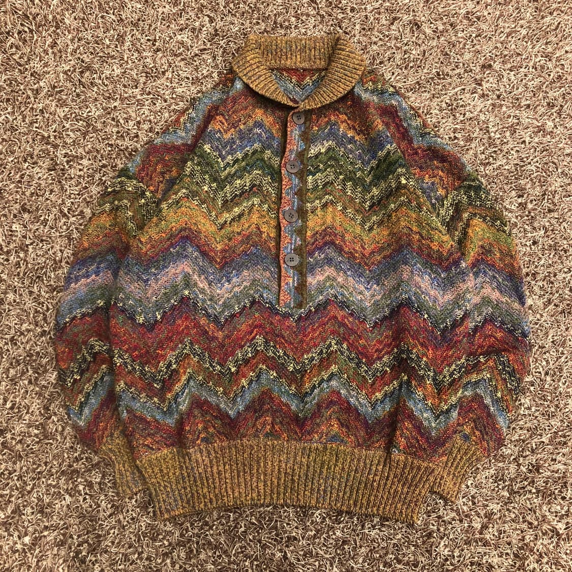 미쏘니 멀티컬러 패턴 카라 니트  상품이미지1