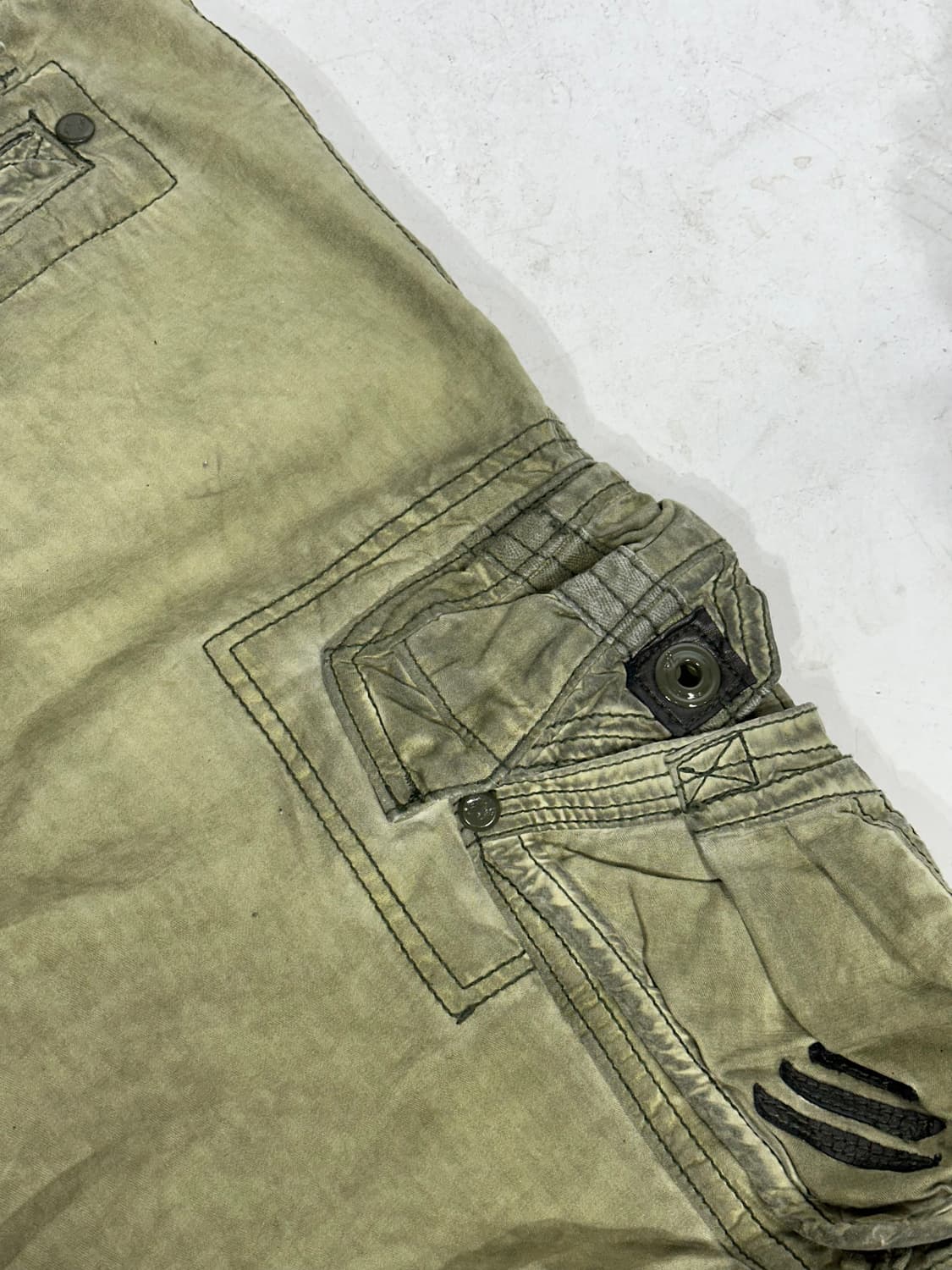 빈티지 y2k 올리브 카키 포켓 포인트 카고 팬츠 와이드 바지  상품이미지6