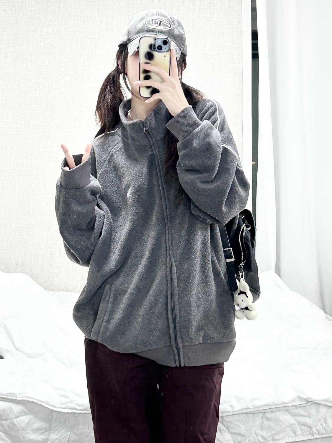 뉴에라 자수로고 차콜 부클집업 상품이미지5