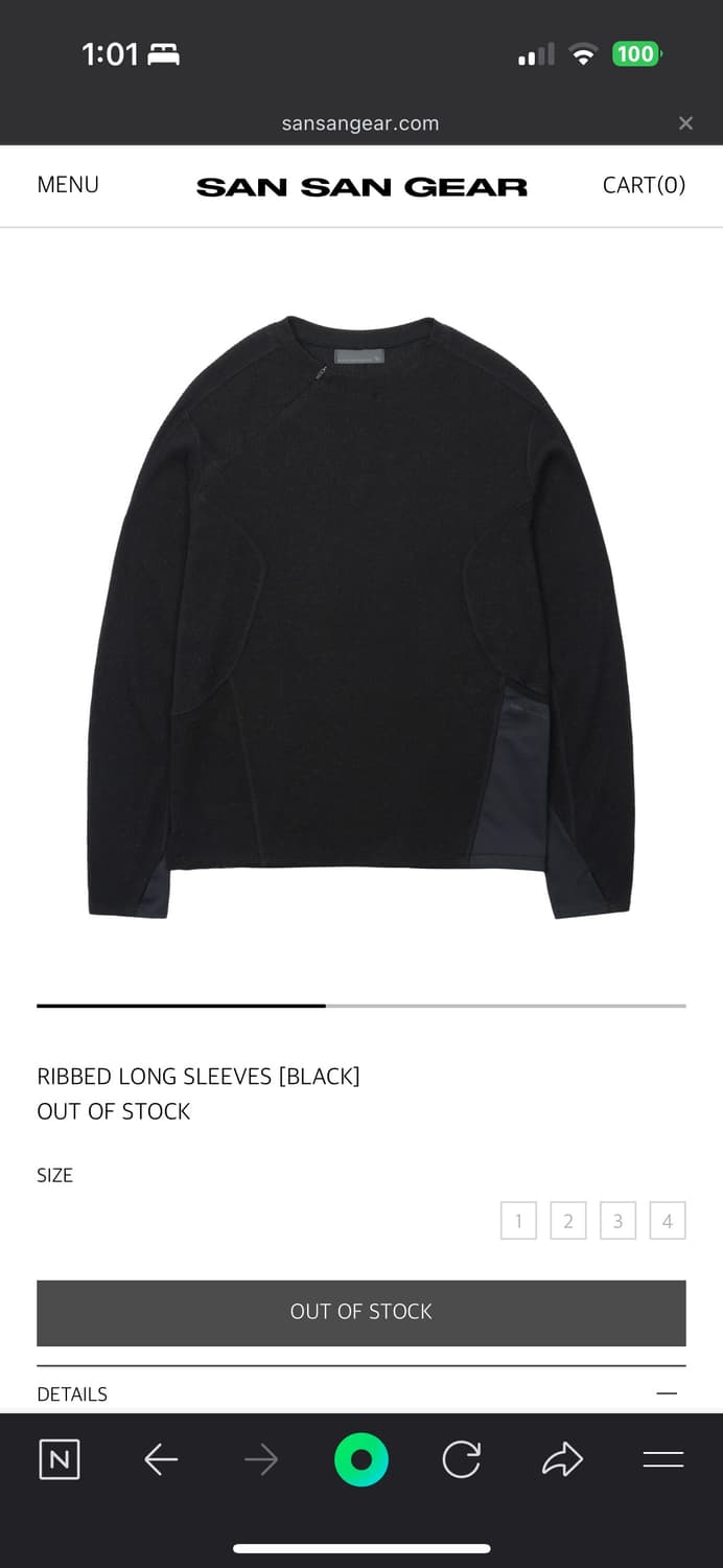 산산기어 Ribbed 롱슬리브 블랙 상품이미지1