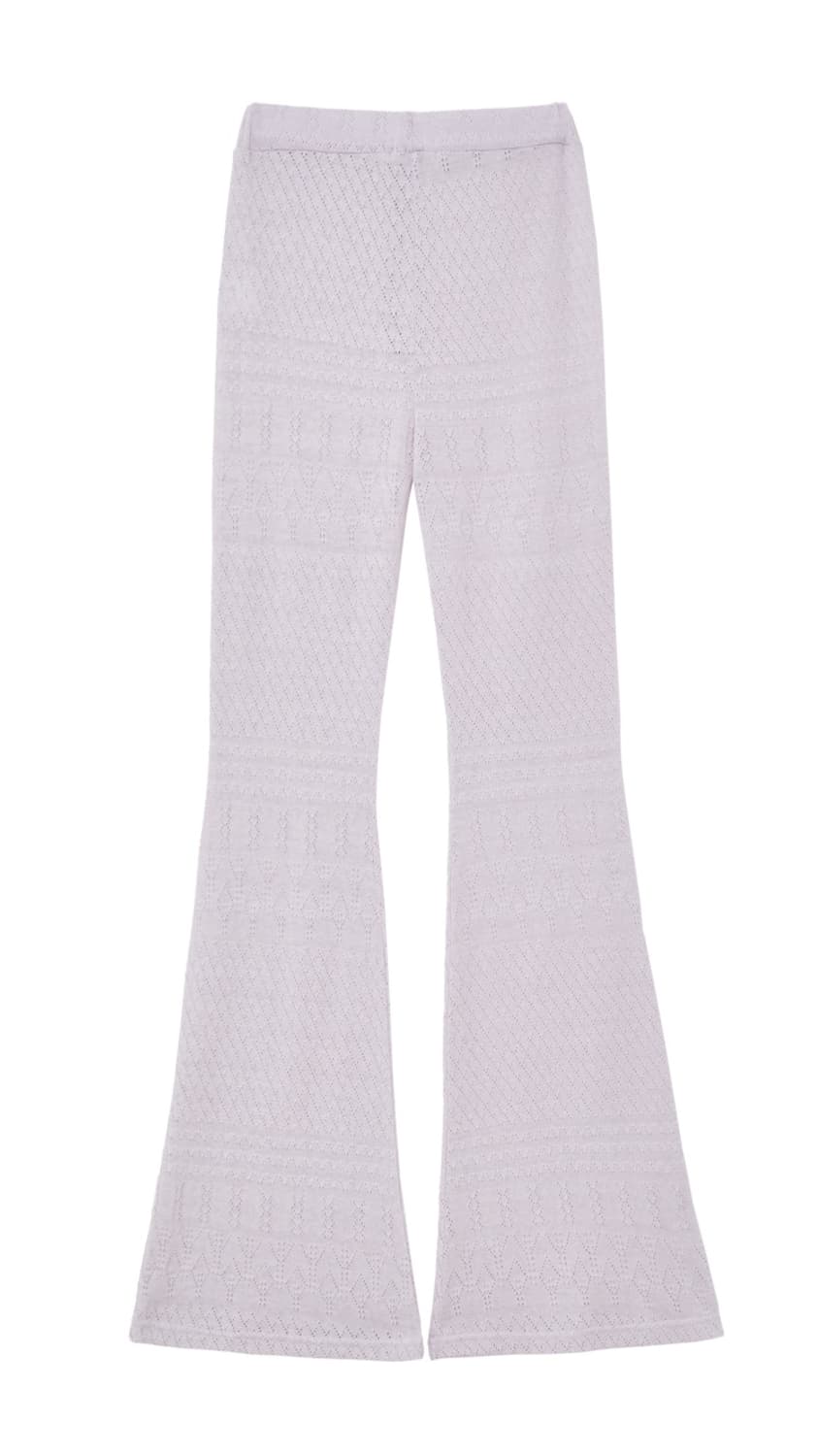 Eyelet Boot-cut Pants (White Pink) 상품이미지2