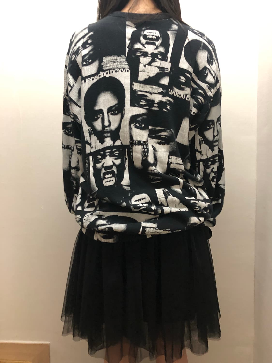 빈티지 블랙 펑크 프린팅 니트 상품이미지7