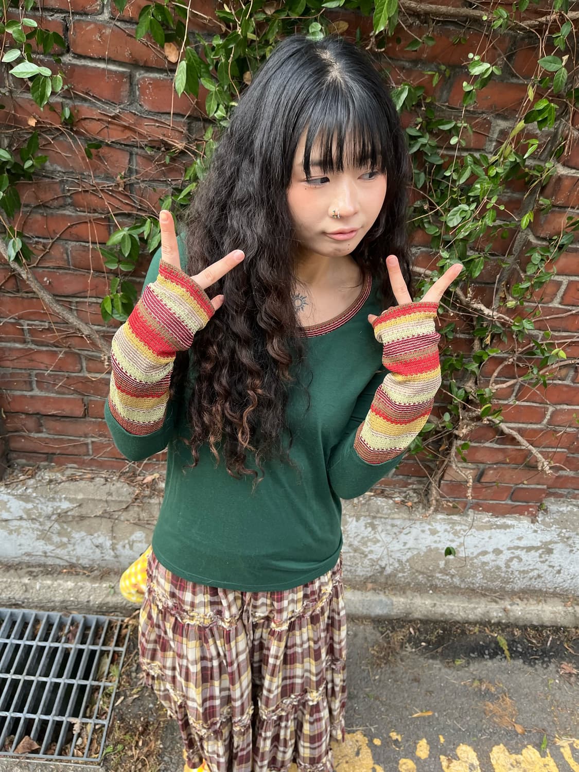 카키 그린 소매 워머 롱 슬리브 상품이미지3