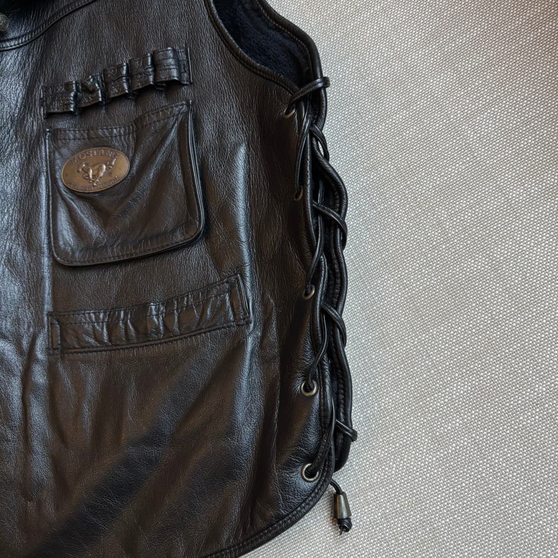 무스탕 블랙 가죽 베스트 남성 (100-105size) 상품이미지7