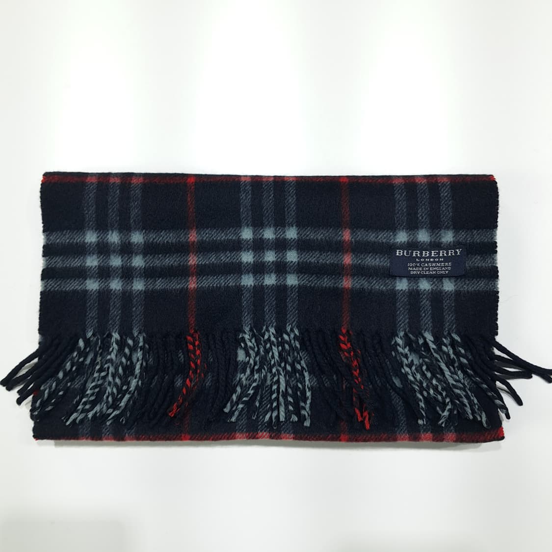 MX581 버버리 00s 영국판 캐시미어 체크 네이비 머플러 목도리 상품이미지7