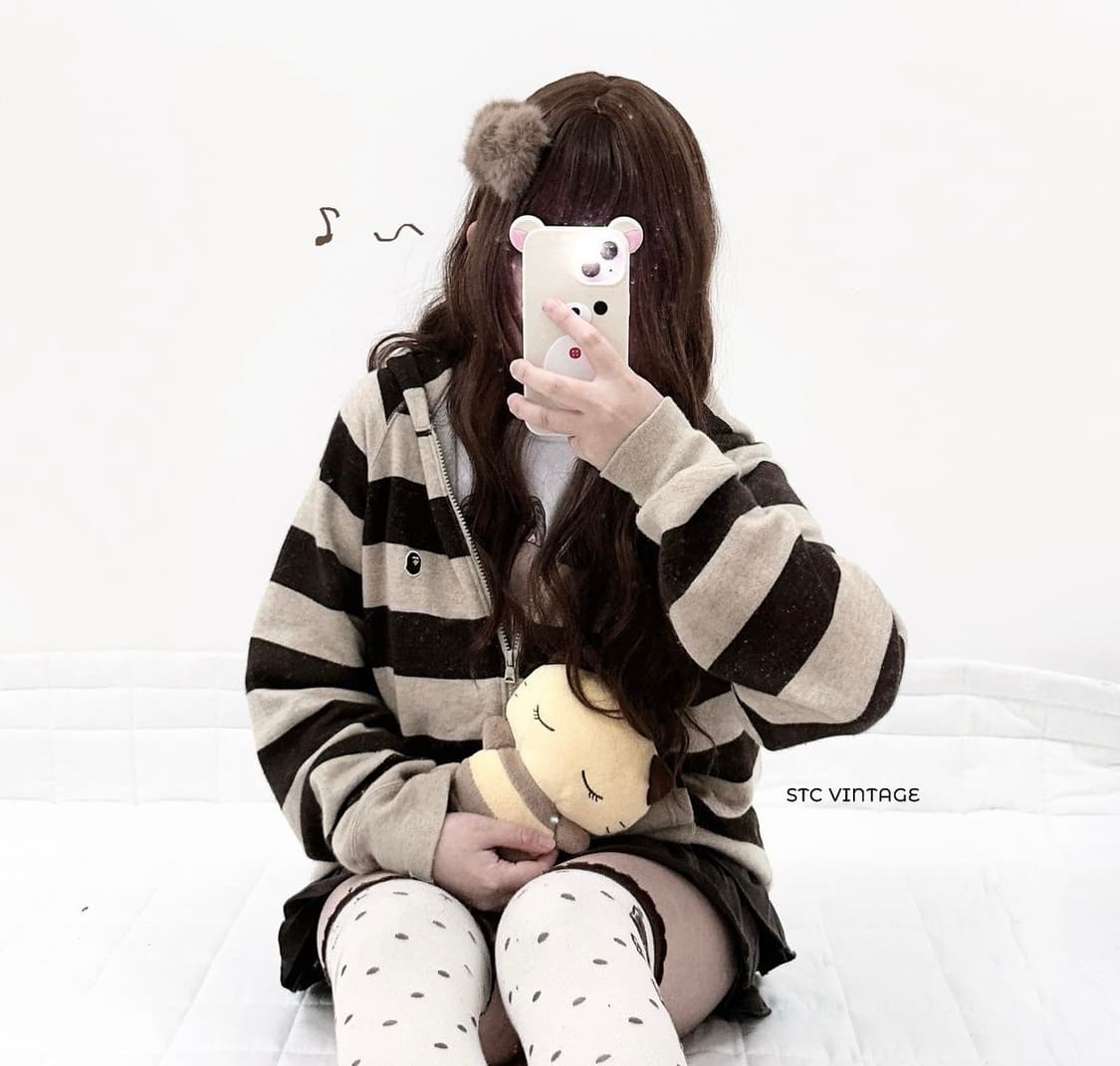 베이프 초코쿠키 스트라이프 후드집업 stc빈티지 상품이미지1