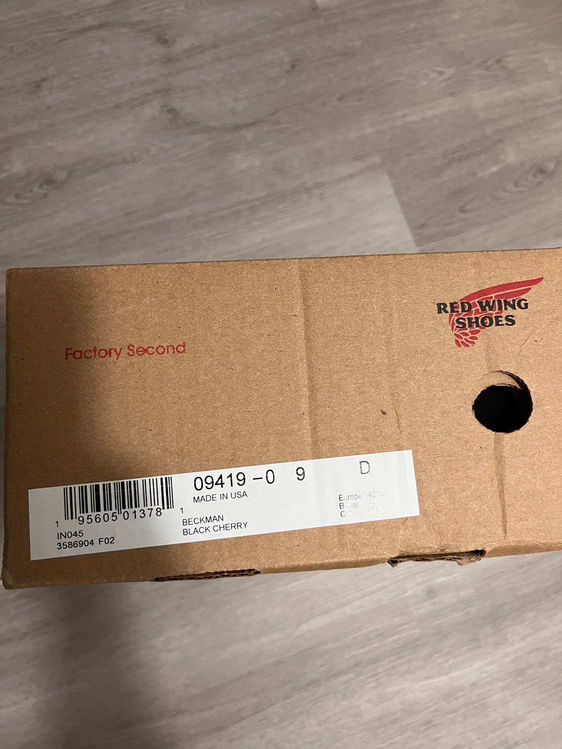 [미사용새상품] 레드윙 벡맨 9419 블랙 체리 9팩토리 세컨드 상품이미지9