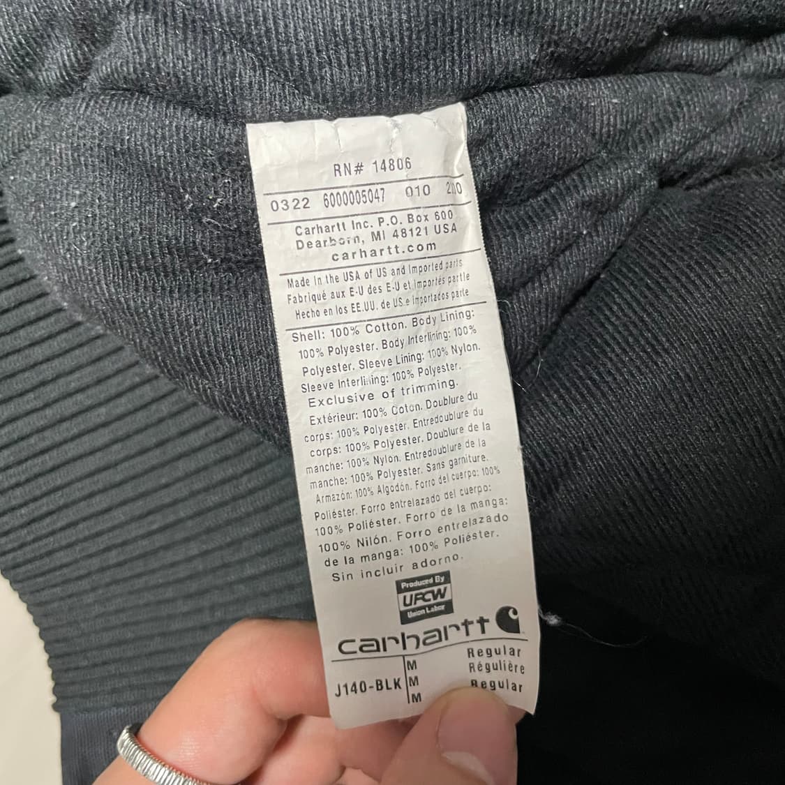 칼하트 J140 덕 엑티브 자켓 블랙 상품이미지2