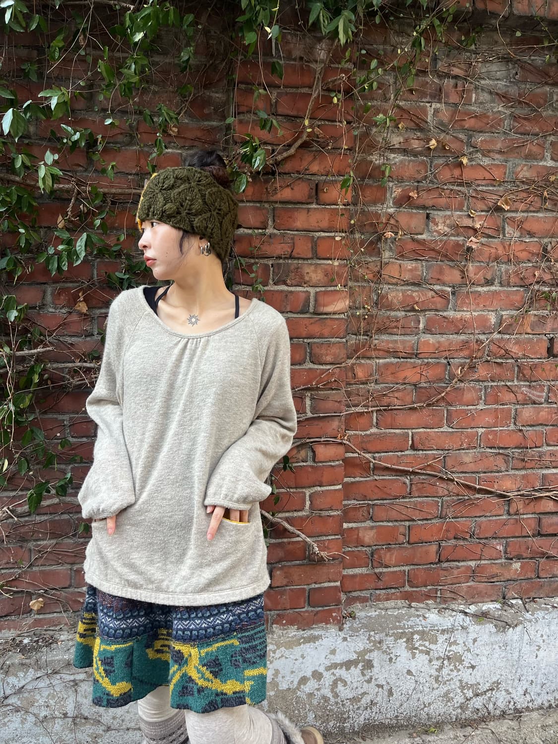 오트밀 데일리 니트 상품이미지3