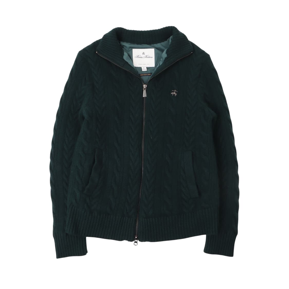 브룩스브라더스 다크그린 울 케이블 니트 집업 상품이미지1