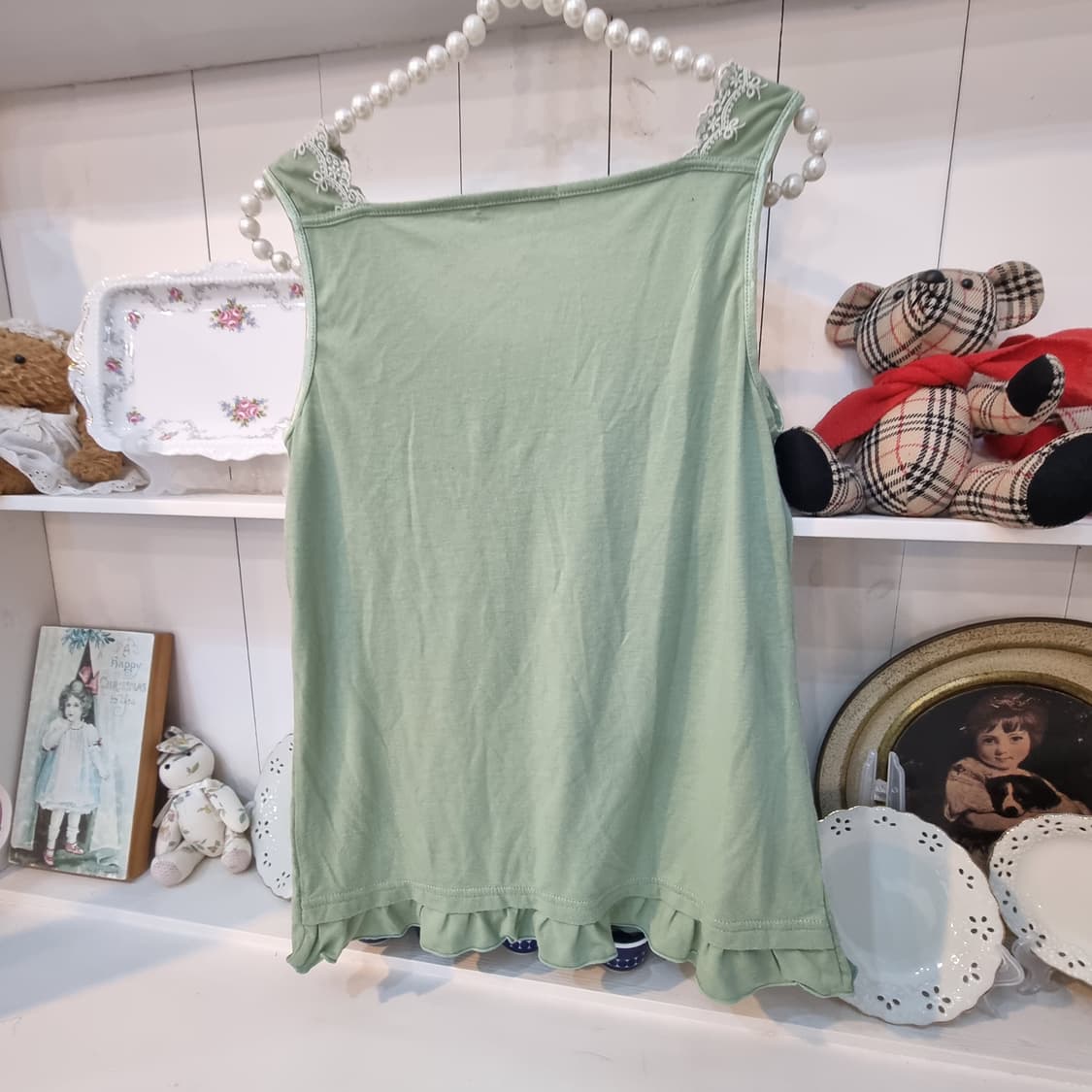 axes femme 악세스팜므 민트 레이스 진주비즈 캐미솔 상품이미지4