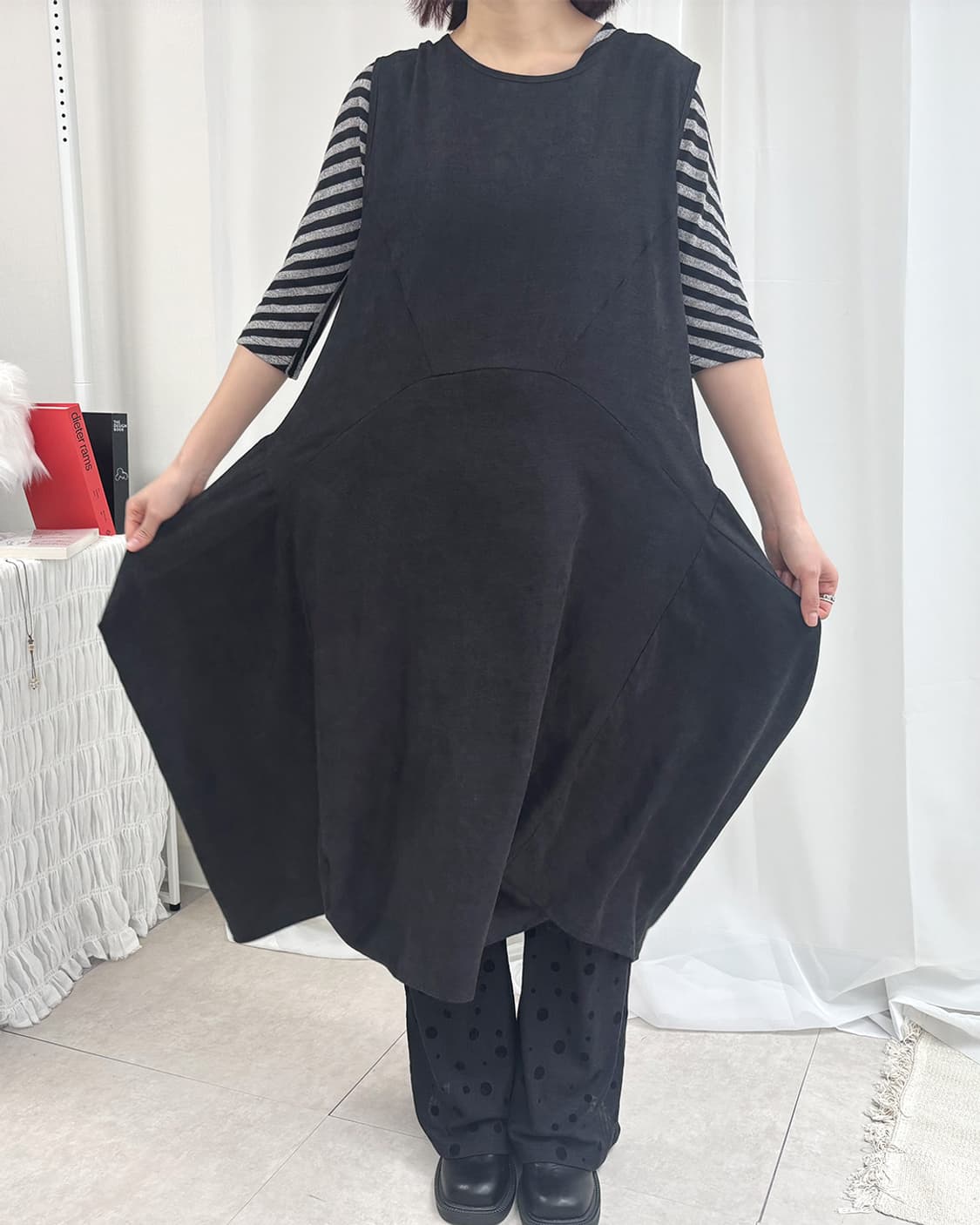 silent worth 챠콜 빅 벌룬 실루엣 롱 원피스 상품이미지4