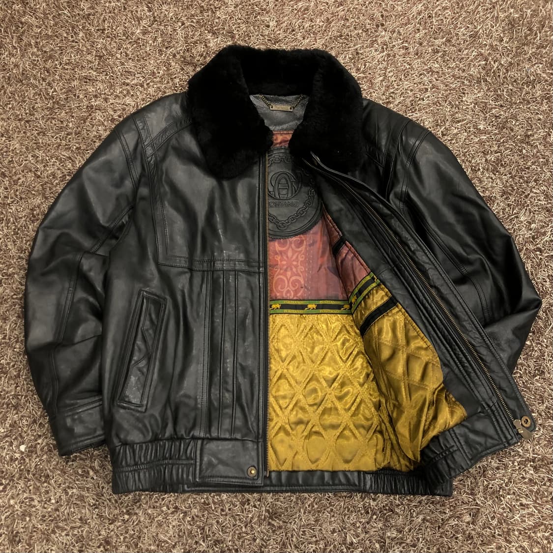 빈티지 양가죽 봄버 퍼 카라 레더 가죽 자켓  상품이미지1