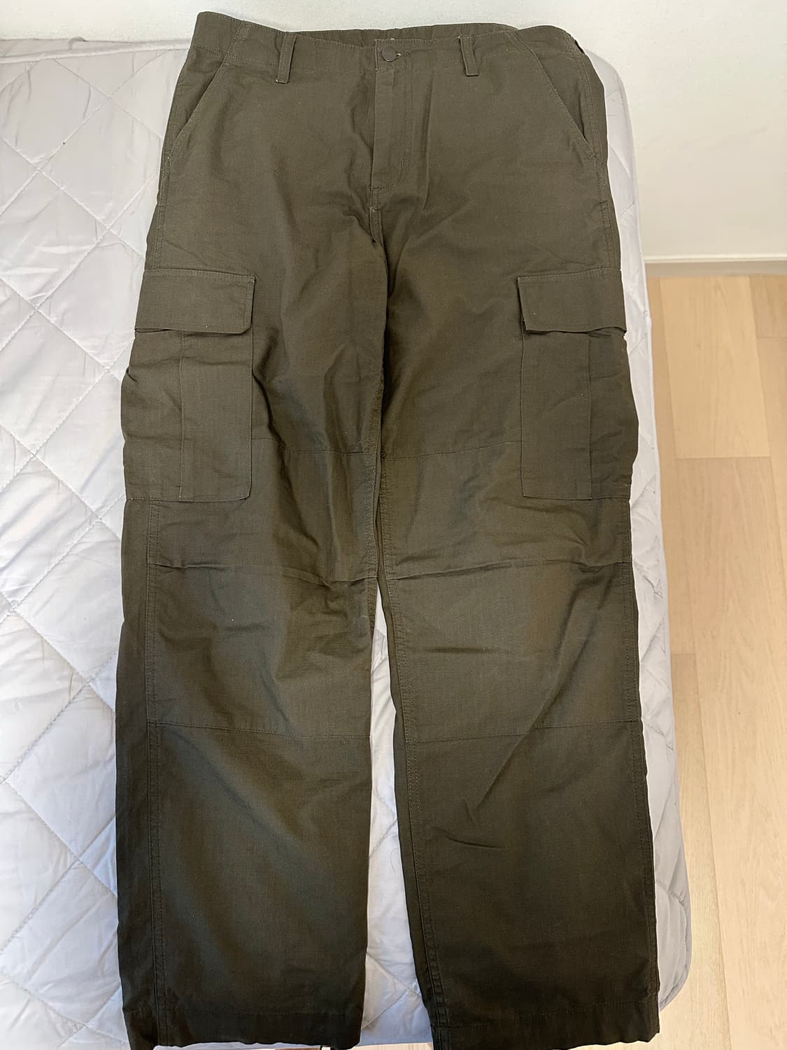 [34/32] 칼하트 레귤러 카고 팬츠 콜롬비아 사이프레스 린스드 상품이미지1