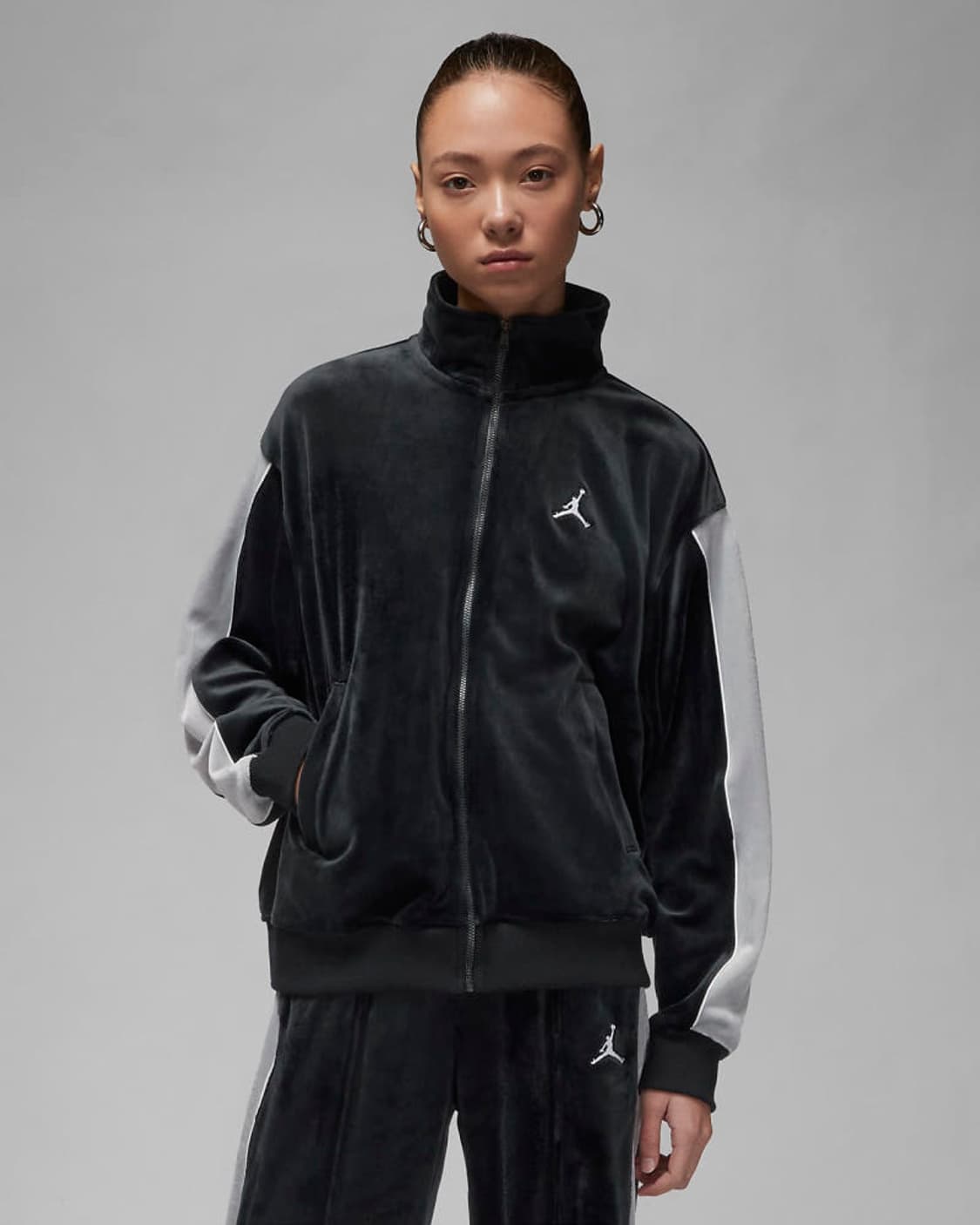 나이키 조던 여성 플라이트 벨루어 벨벳 사이드라인 셋업 세트 블랙 상품이미지6