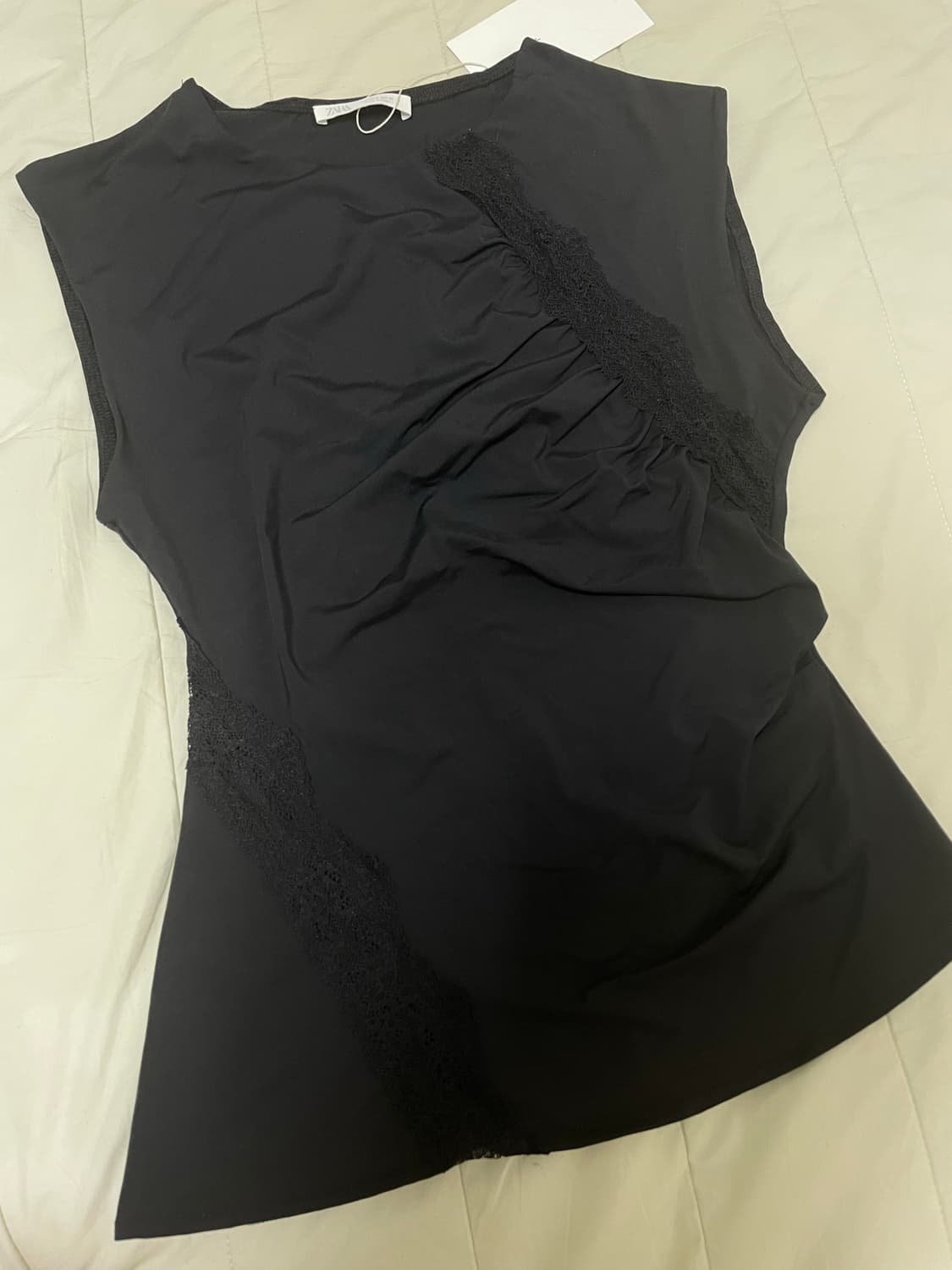 자라 시스루 레이스 탑 블랙 상품이미지3