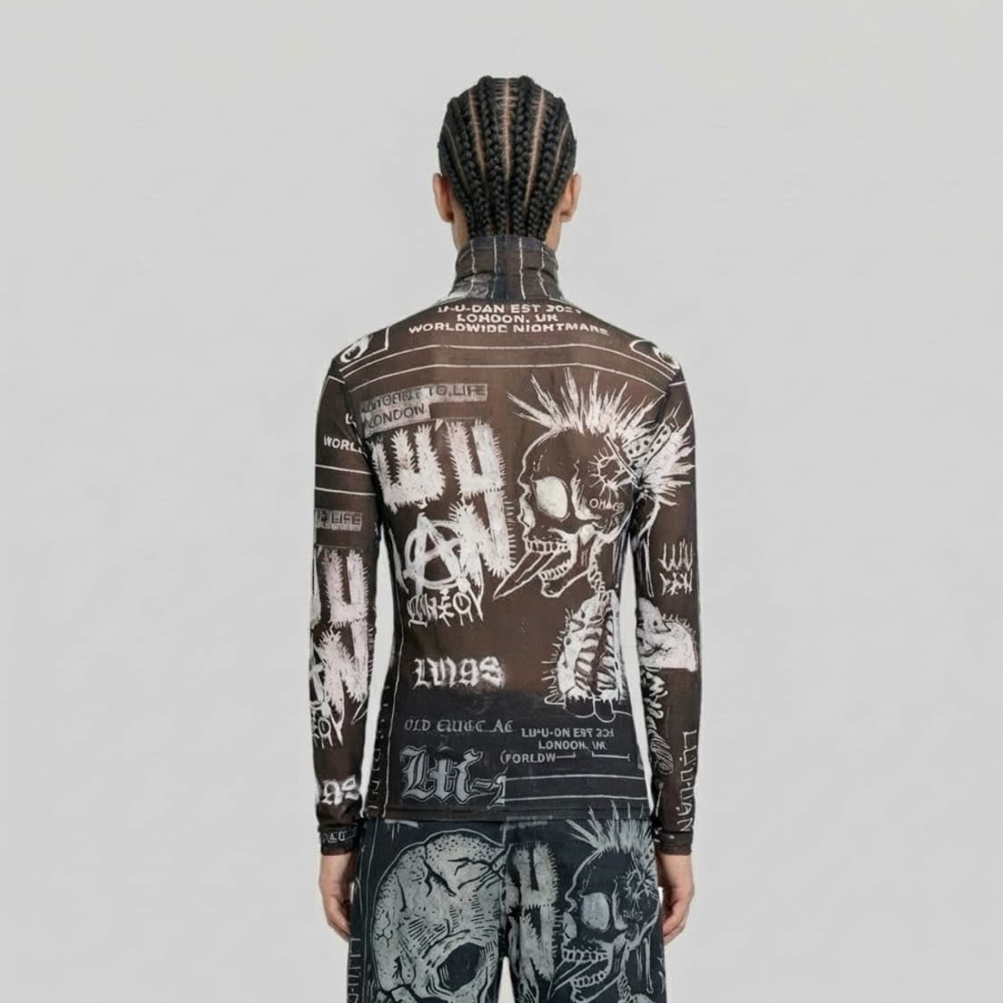 루단 2026 마스크 타투 프린팅 매쉬 롱슬리브 상품이미지4