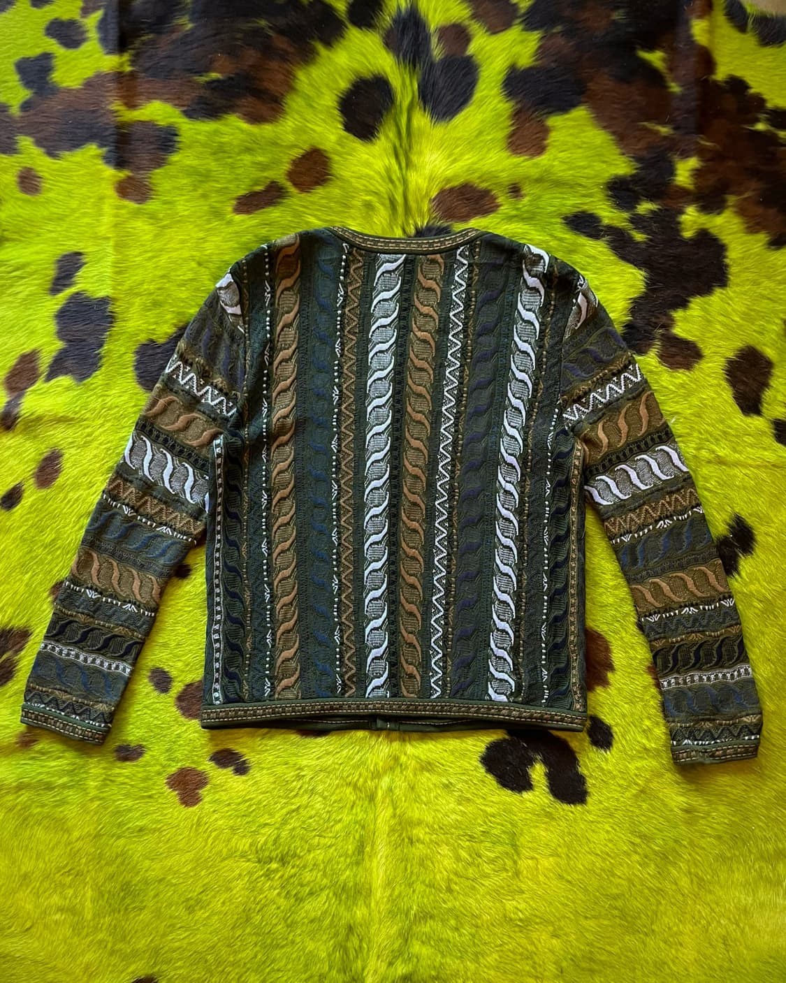 1990s COOGI 3D Cable Green Knit Cardigan 상품이미지10