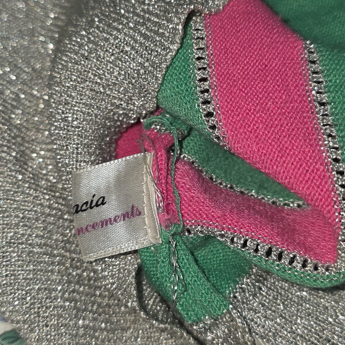 빈티지) 보세 Max.Co 핑크 그린 컬러풀 스트라이프 글리터 니트 상품이미지4