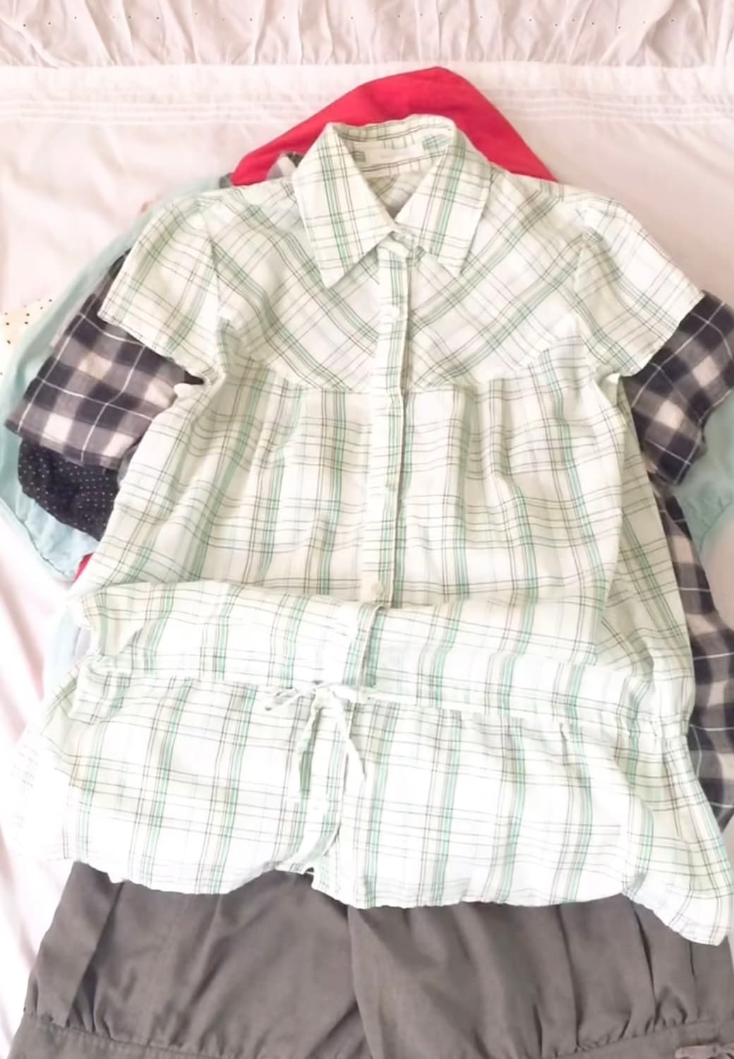 마루빈티지 청사과체크블라우스 카메빈티지모리노가토카모메산장카라하나모리걸 상품이미지1