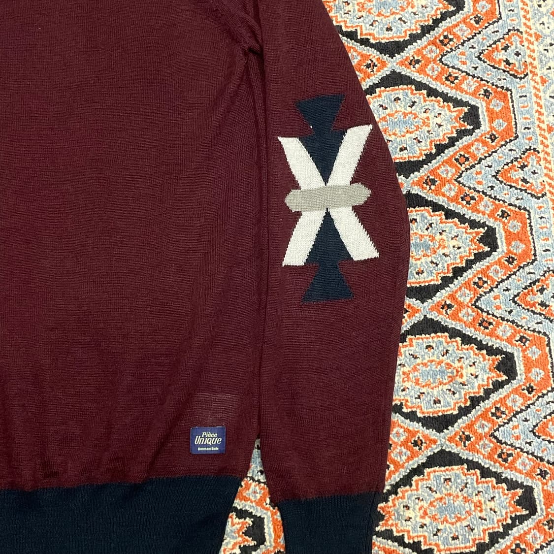  스카치앤소다 브이넥 버건디 울 혼방 니트 남성M 상품이미지3
