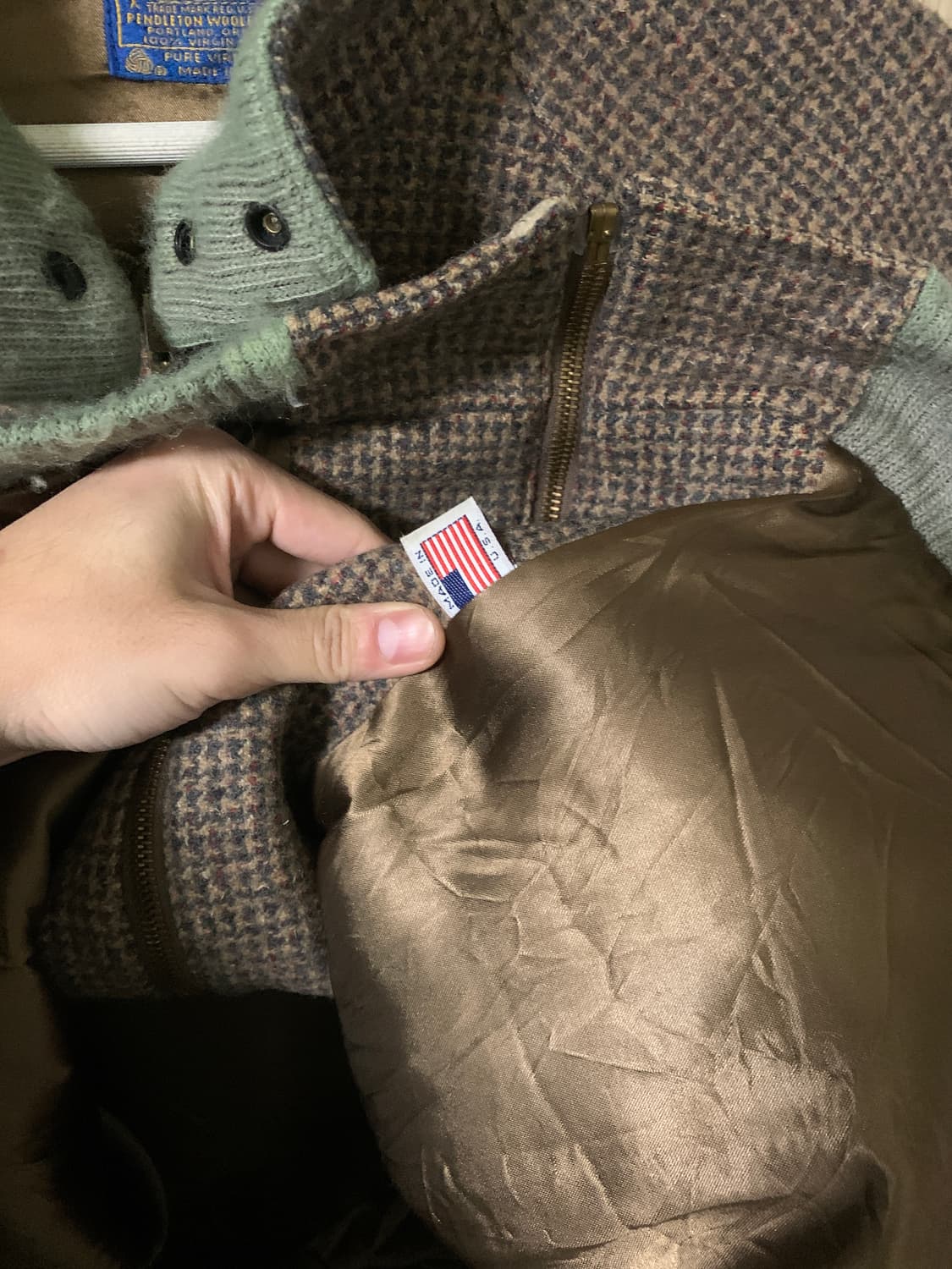 펜들턴 made usa 울 패턴 블루종 점퍼 자켓 L 상품이미지4