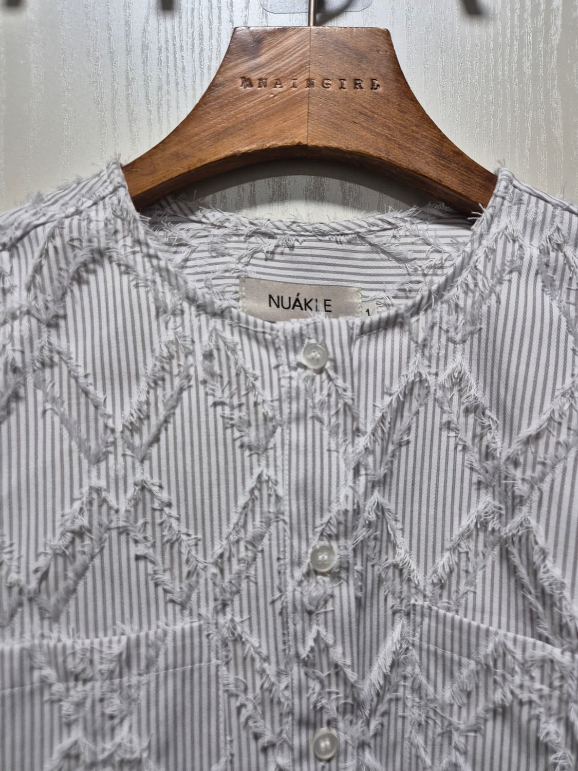 빈티지 봄여름 그레이 스트라이프 크롭 자켓 상품이미지2