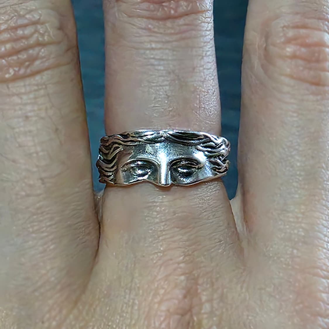 Elnor 백동 남자 엔틱 빈티지 명품 고대 얼굴 조각상 반지 상품이미지7