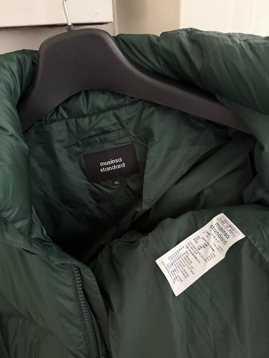 XL) 무신사스탠다드 립스탑 다운 숏패딩 레이싱그린 상품이미지3