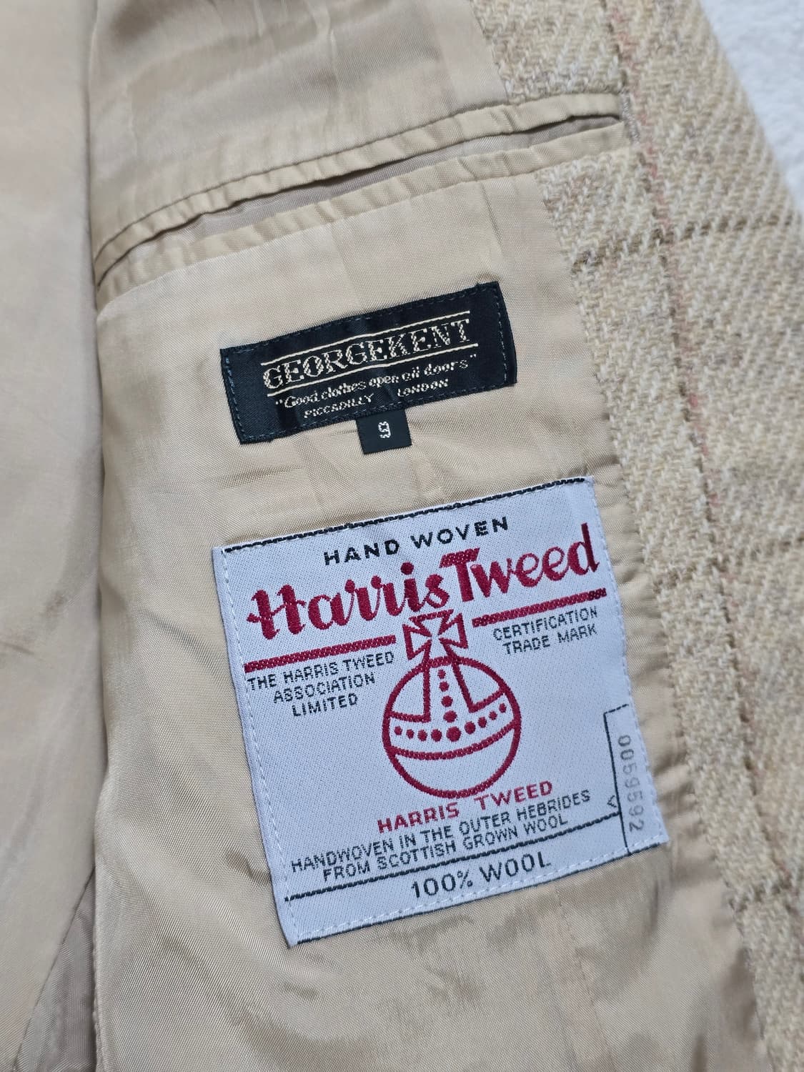 해리스트위드 체크 패턴 트위드 자켓 S 상품이미지6