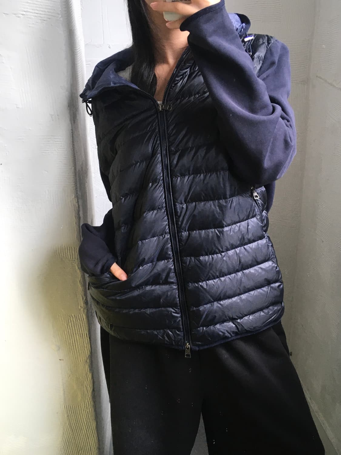 Moncler 몽클레어 네이비 후드 경량 니트 집업 상품이미지2