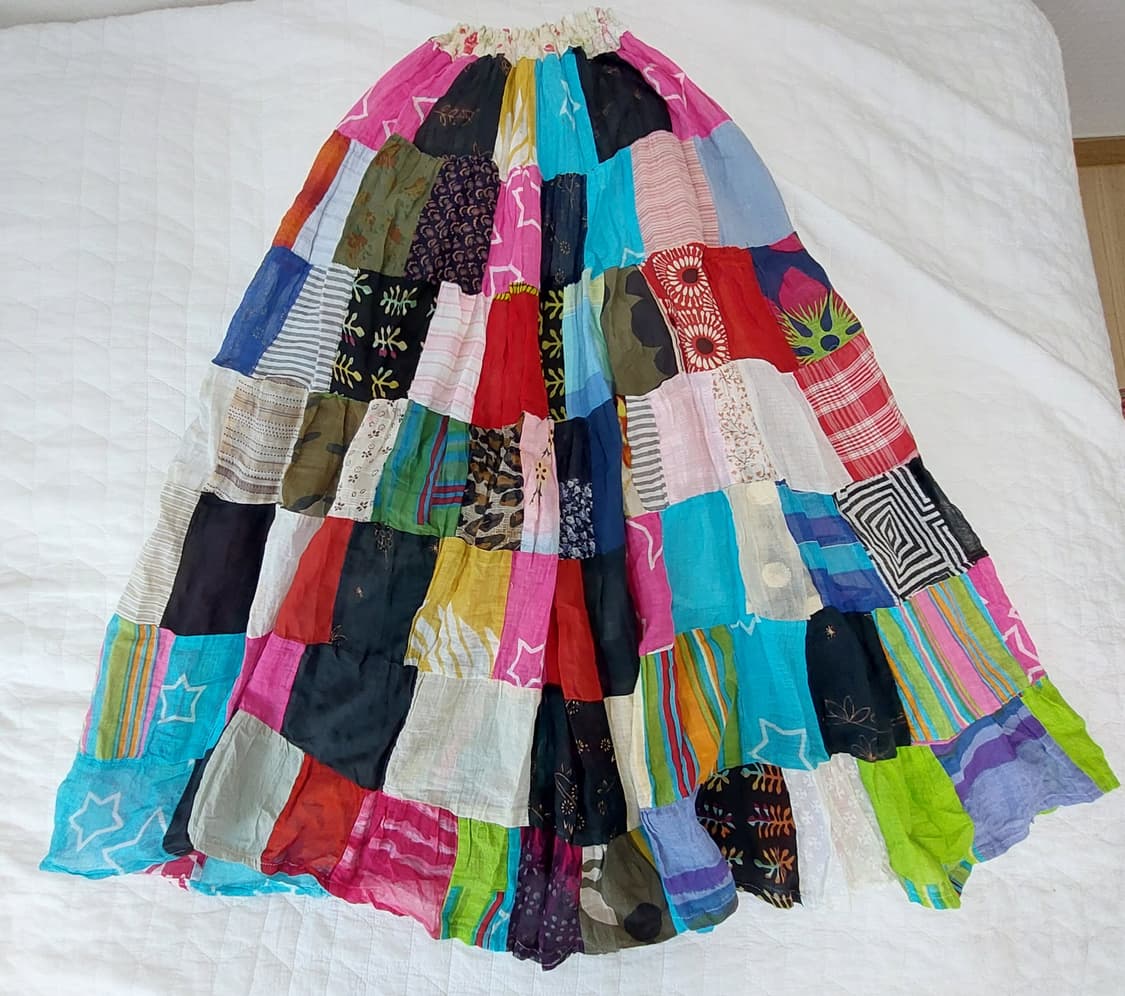 모리걸 대장템 패치워크 치마 롱스커트 상품이미지5