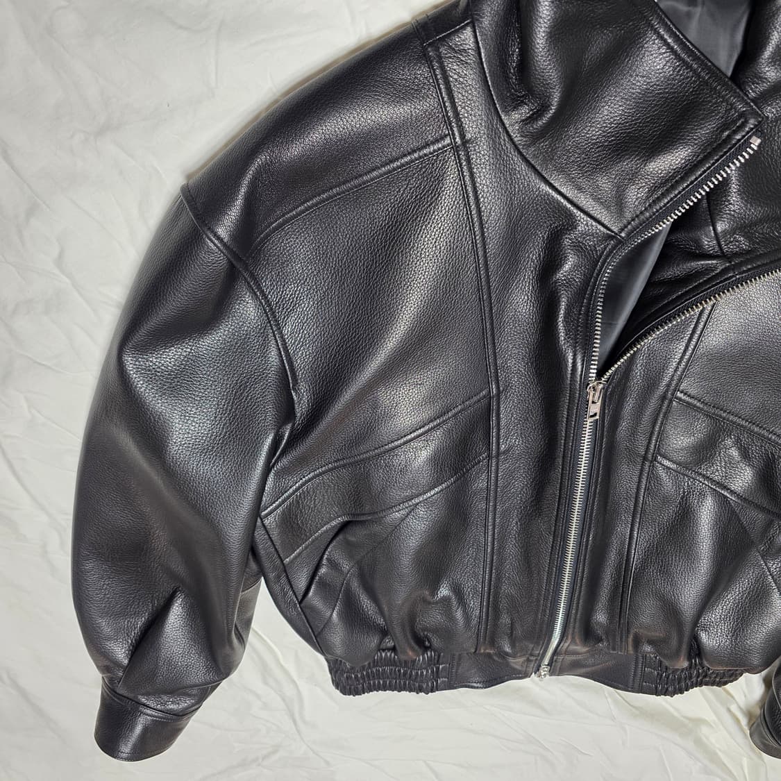 [새상품] 노이어 고트 스킨 하이넥 집업 자켓 / 블랙 / 52사이즈 상품이미지4