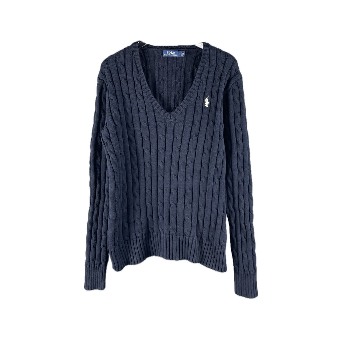 [M] 폴로 랄프로렌 코튼 케이블 꽈배기 브이넥 니트 스웨터 상품이미지1