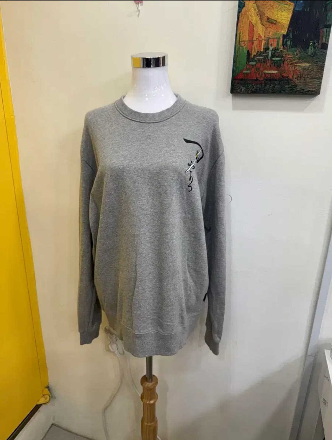 GANThree by MARIE 타투캣 그래픽 맨투맨 스웻셔츠/그레이XL 상품이미지2