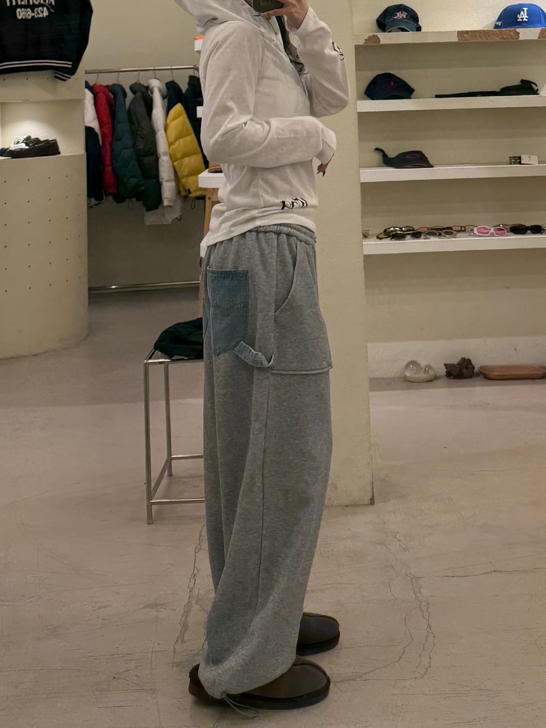 빈티지 데님 포인트 스트링 스웻 팬츠 U867 상품이미지2