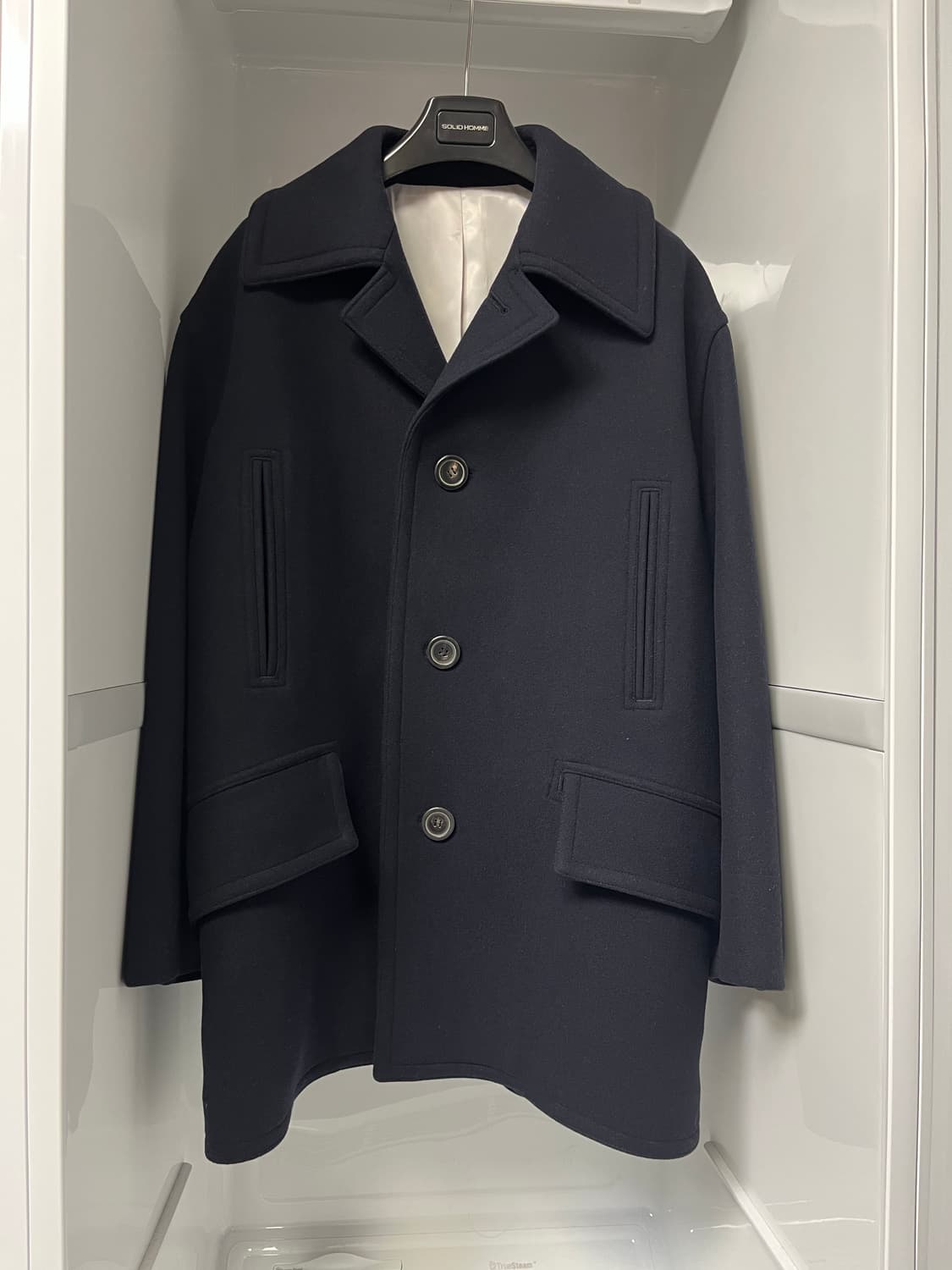 솔리드옴므 네이비 오버핏 하프코트 48사이즈 상품이미지1