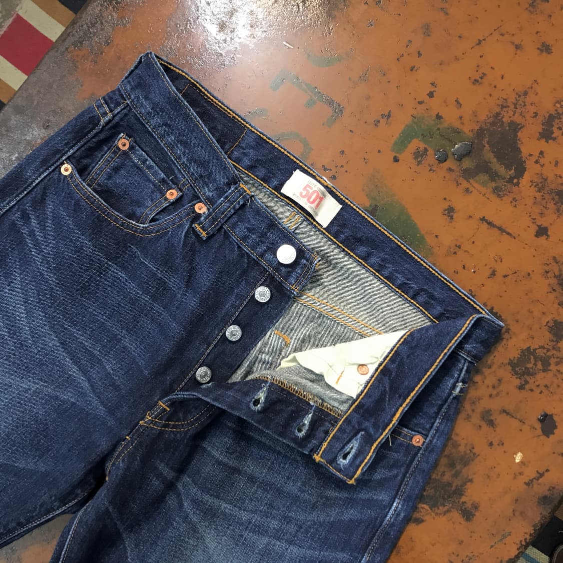 리바이스 501 진청 워시드 데님 팬츠 허리 30 사이즈 상품이미지5