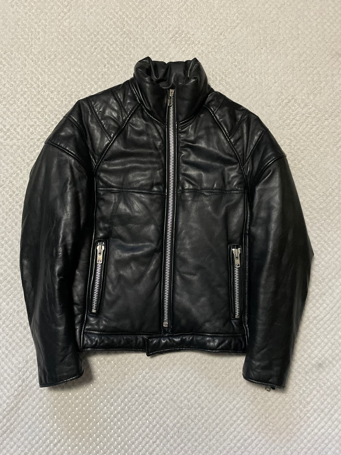 광희시장 웨스턴 무드 램스킨 양가죽 바이커 패딩 레더 자켓 상품이미지1