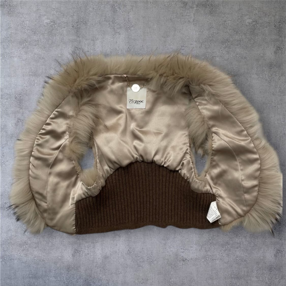 주크 Zooc 브라운 라쿤 폭스퍼 숏 베스트 조끼 M 상품이미지2