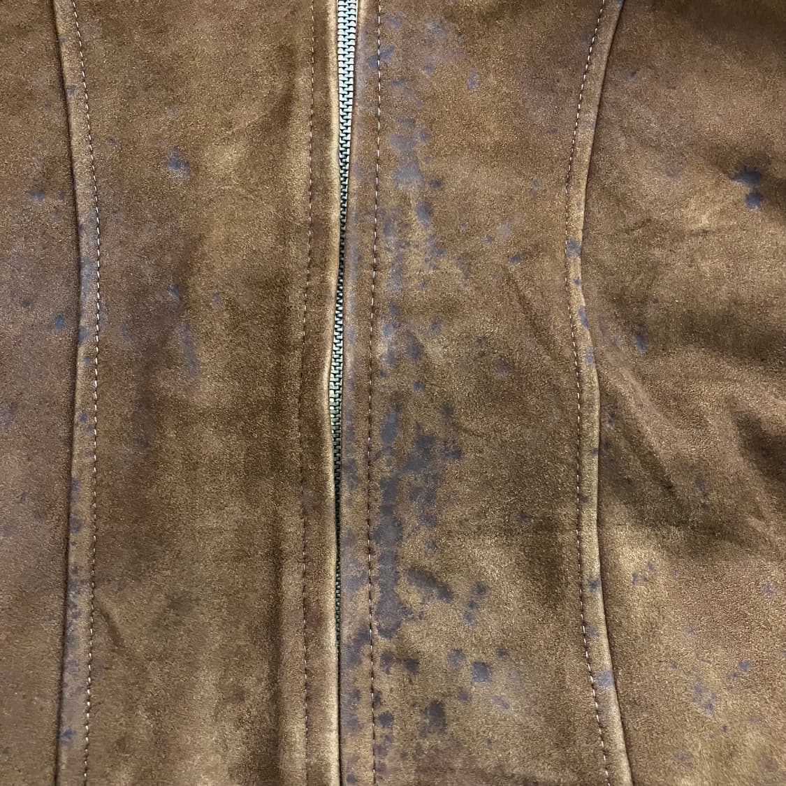 90’s jpn vtg 빈티지 브라운 양가죽 스웨이드 블루종 자켓 XL 상품이미지4