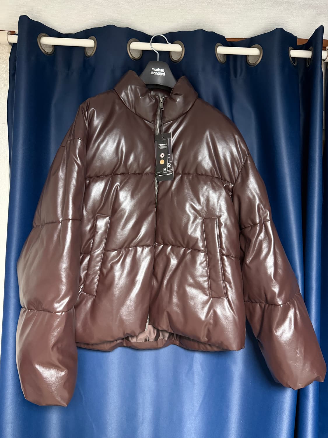 무신사 스탠다드 레더 푸퍼 숏 패딩 재킷 브라운 상품이미지2