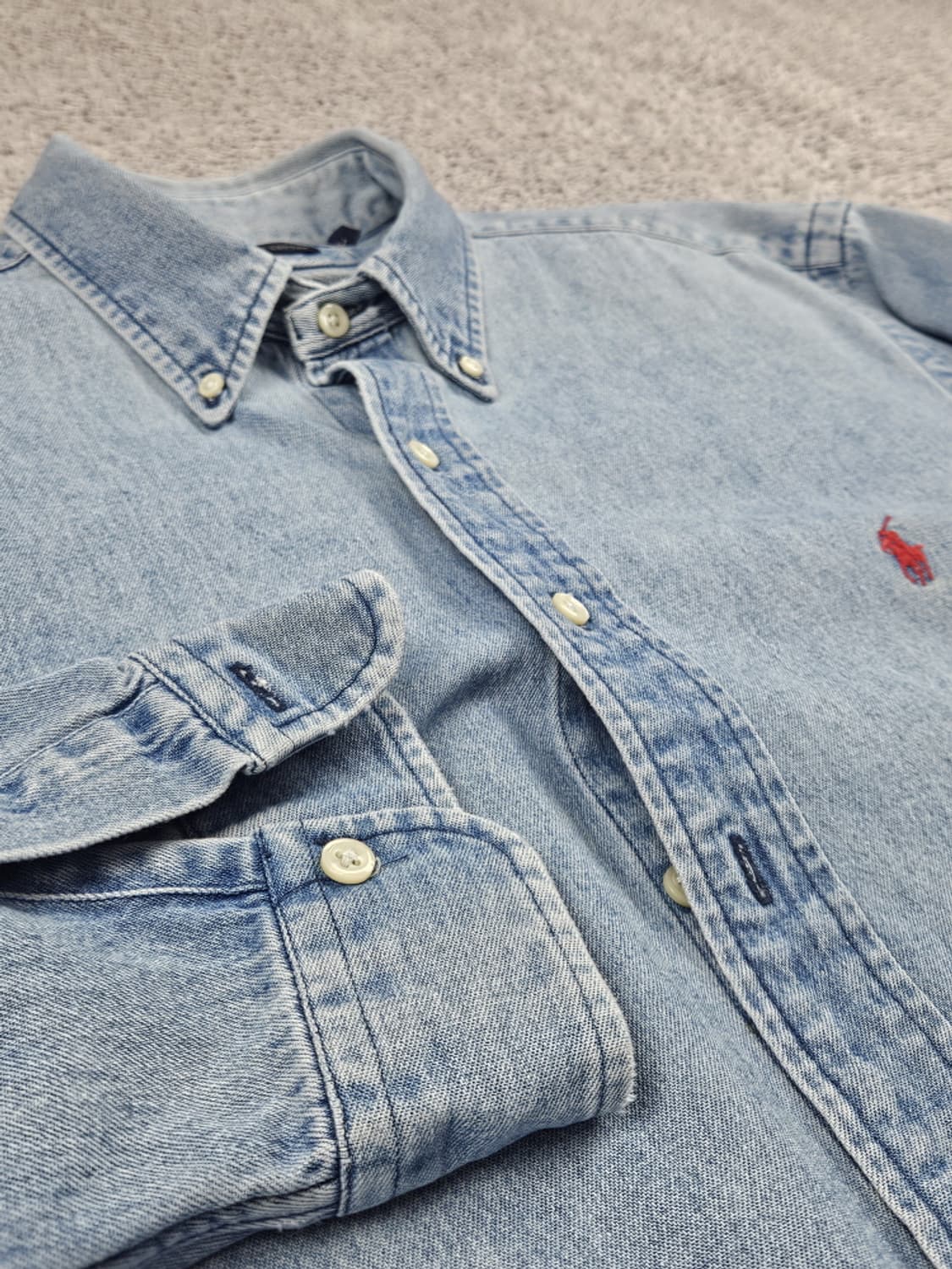 80's 폴로랄프로렌 레드 포니 데님 셔츠 ( L ) / 10534 상품이미지10