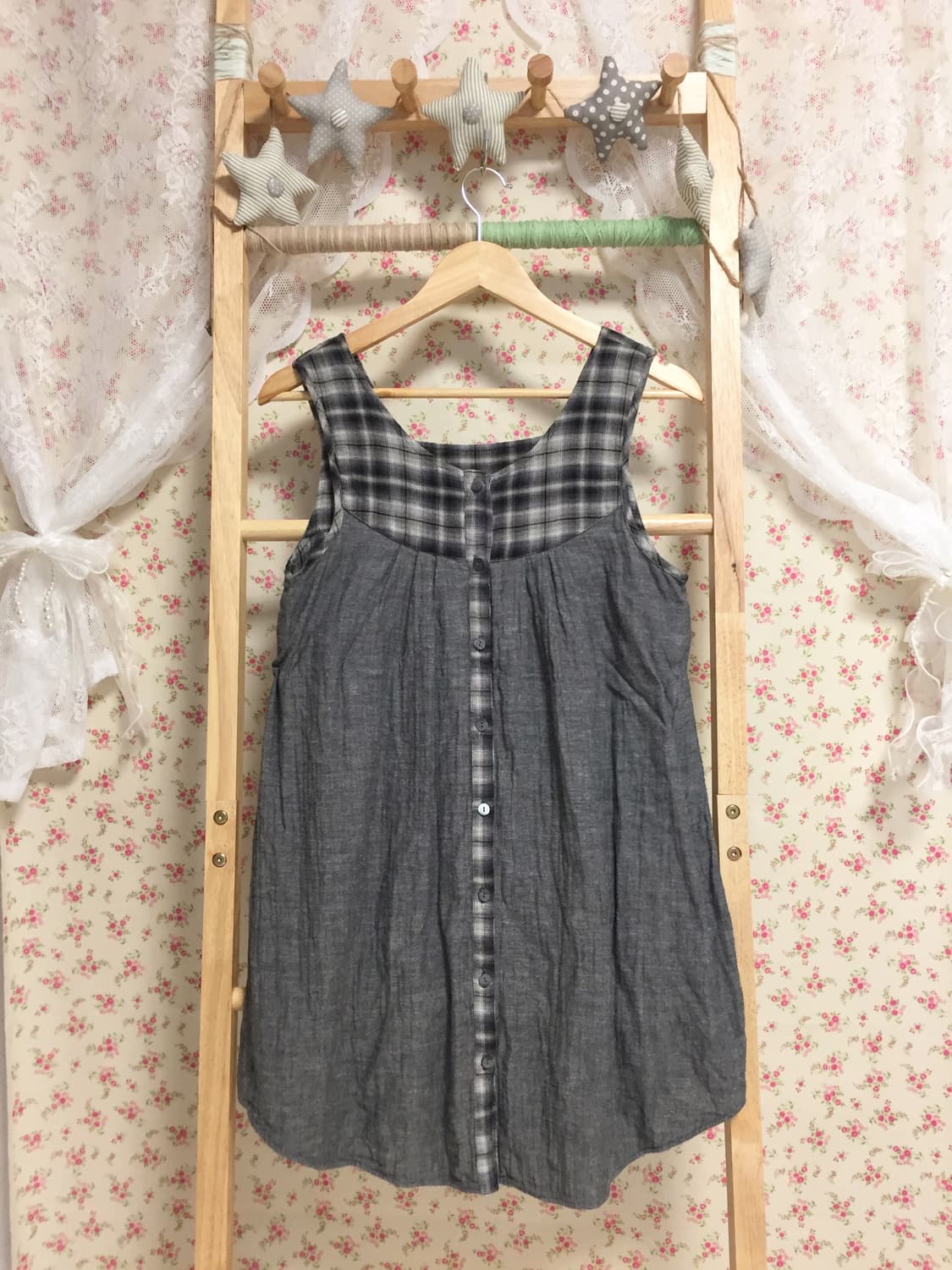 빈티지 모리걸 그레이 차콜 슬리브리스  상품이미지2