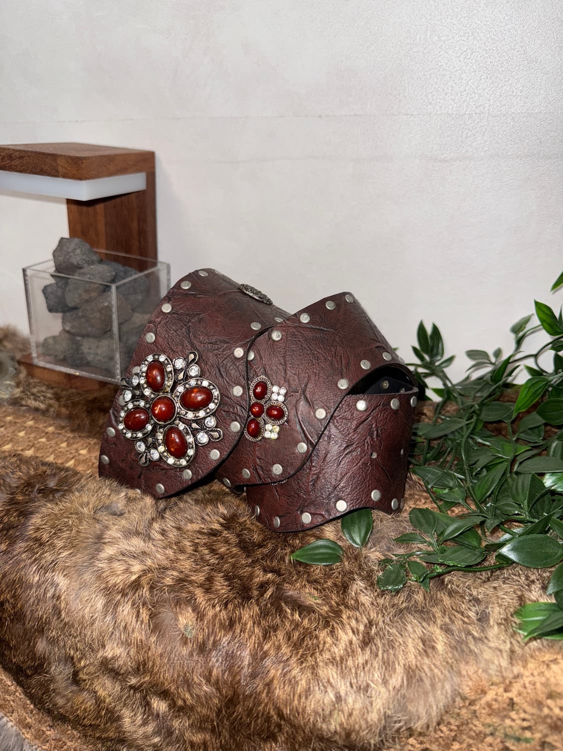 Dark brown bohemian flower gemstone belt 상품이미지2