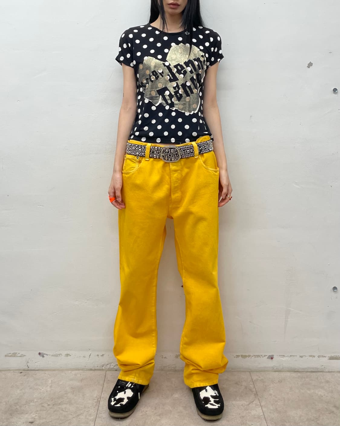 Gold Heart Dot Black T-Shirt  상품이미지6