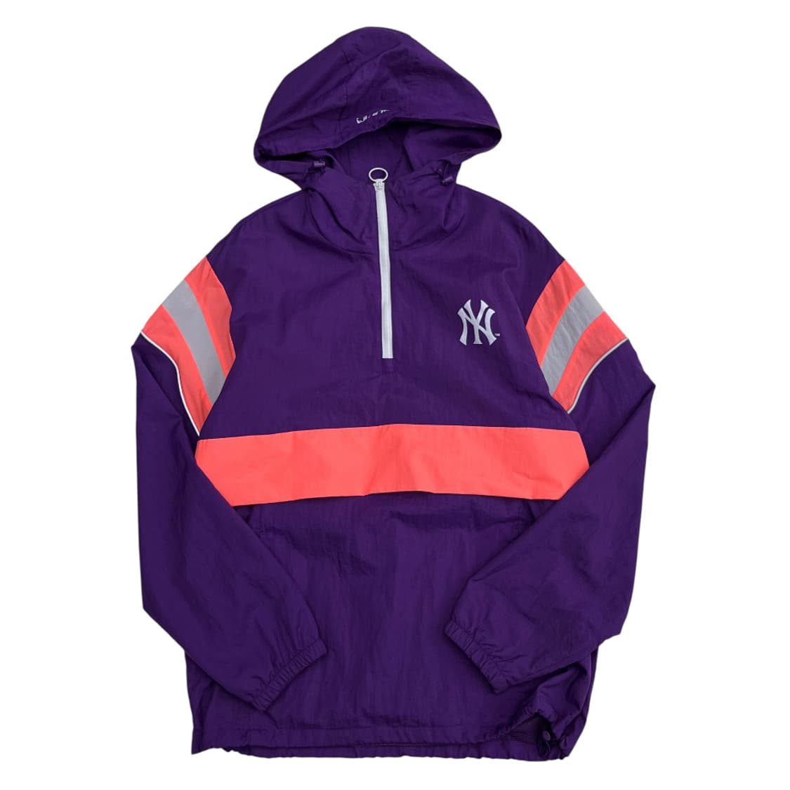 MLB 형광 배색 블루 후드 바람막이 S 상품이미지2