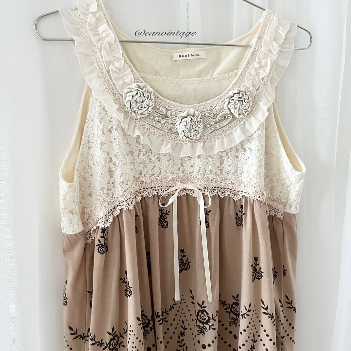 Axes Femme beige lace sleeveless 상품이미지2