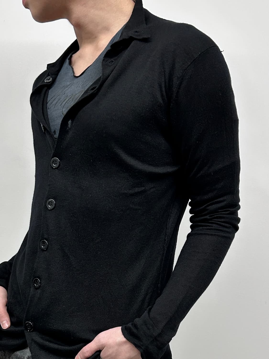 Emporio Armani 하이넥 블랙 셔츠 가디건 상품이미지2